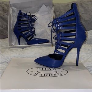 Blue Lace Up Heels
